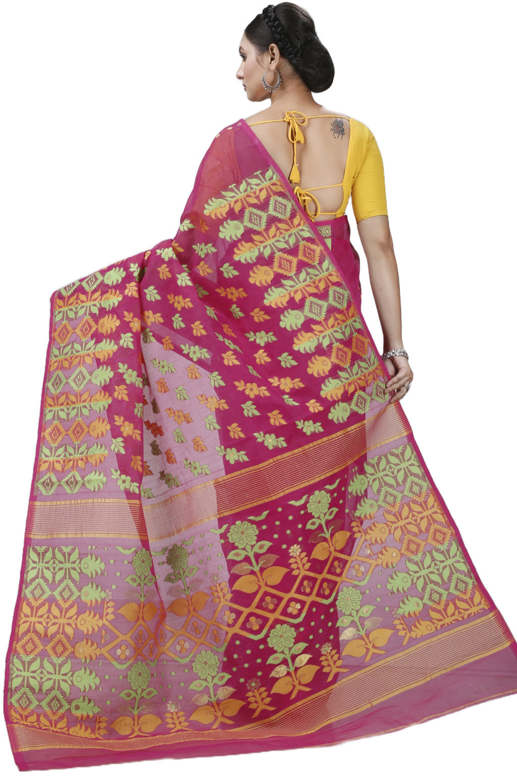 Maroon Pure Cotton Urmila Jamdani Saree (1124)